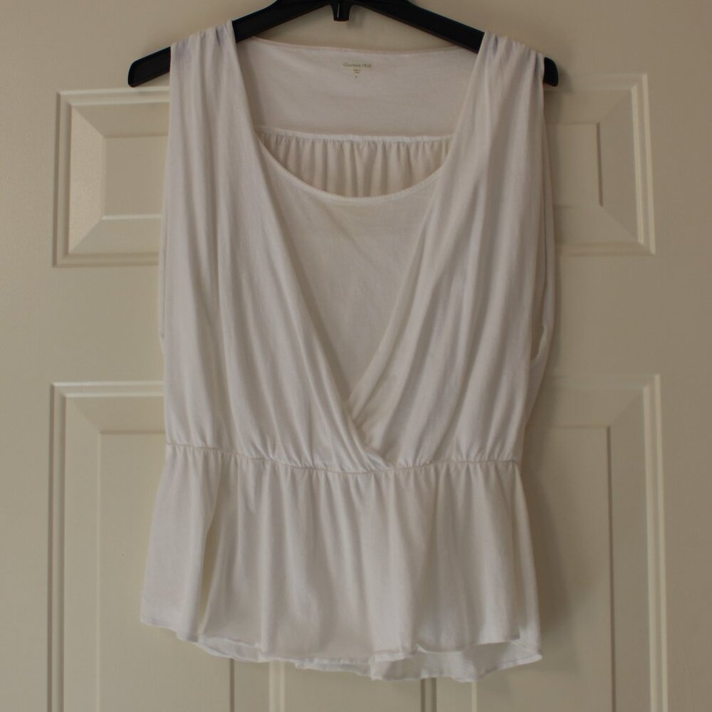 Garnet Hill V-neck White Tank Top Size Small S